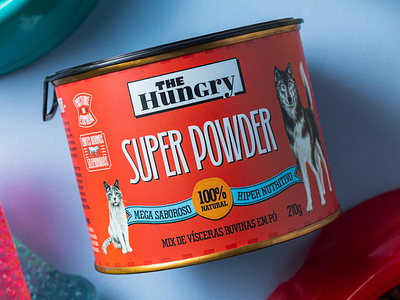 Pet Food Packaging Design - The Hungry Super Powder cachorro cat dog embalagem gato graphic design hund katze package packaging pet pet food pet treat vintage welpe