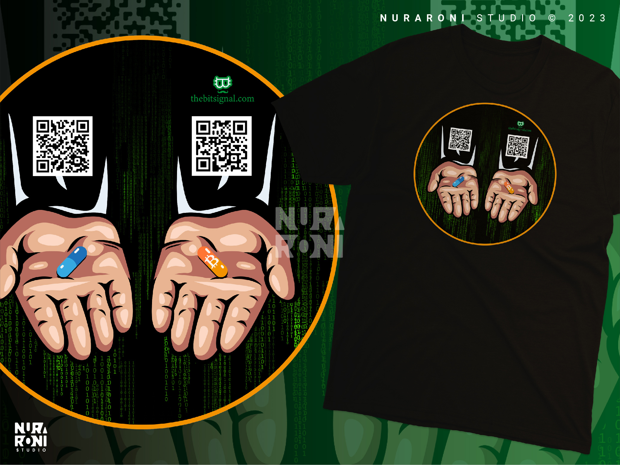 🚀 The Crypto Dilemma - Decoding the Pill of Possibilities! 🌐💊 apparel apparel design bitcoin branding character clothing clothing design coin crypto cryptocurrency design graphic design illustration logo matrix merch merchandise tshirt tshirt design vector