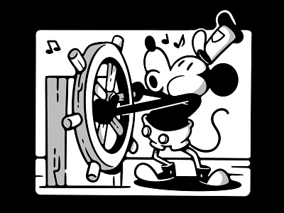 Steamboat Willie 20s 30s blake stevenson branding cartoon character design cute design illustration jetpacks and rollerskates mickey mouse mouse retro steamboat willie ui whistle