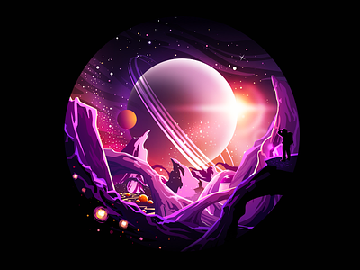 Universe 🪐✨ circle cosmos galaxy illustration inspire landscape madewithsketch mountain nature negative planets proart prok art prokopenko space universe violet