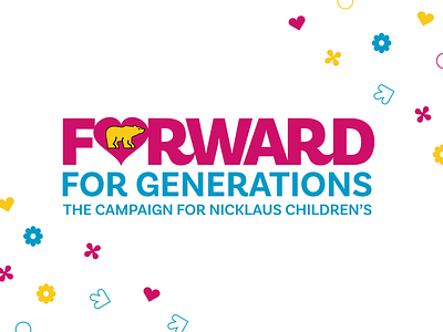 Forward For Generations Logo brand design branding capital campaign childrens brand childrens hospital forward for generations fundraising generations hospital logo logomark medical nonprofit