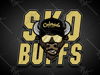 Sko Buffs with Shades athletics buffaloes buffs classic colorado football illustration mascot ncaa prime prime time sports vintage