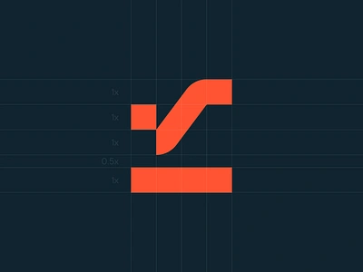 Abstract Excavator abstract block bold brand branding construction electric excavator grid identity logo minimalist orange