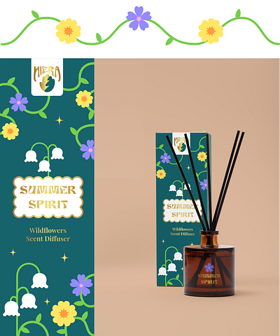 Scent diffuser packaging branding diffuser floral graphic design packaging summer