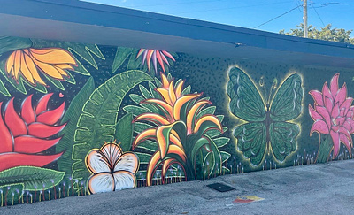 Tropical mural SHOKER Art1 spray paint Fort Lauderdale art florida flowers fortlauderdale mural shoker spraypaint wilfstyle