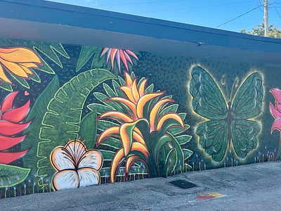 Tropical mural SHOKER Art1 spray paint Fort Lauderdale art florida flowers fortlauderdale mural shoker spraypaint wilfstyle