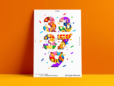 33379 celebration character character design children colorful confetti design donation fundacioninocente geometric geometry illustration inocente joy kids ong party play poster toys