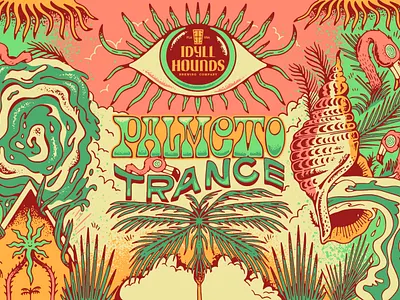 Trippy beer label design beer label florida graphic design handlettering illustrated illustration label design lettering trippy tropical