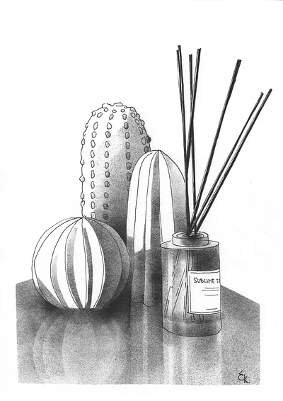 B&W drawing blackwhite composition illustration stamp