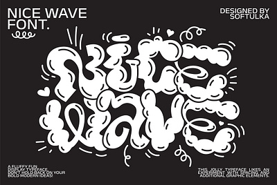 Nice Wave Font. Fun display typeface bold bubble chunky doodle font background font pattern fun groovy hippie kids book font kids font psychedelic rave trippy font trippy type warp wavy weird wiggly wobbly