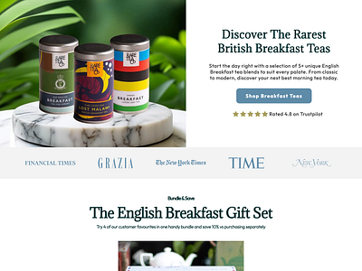 Rare Tea Company <> Bushy: Breakfast Tea Concept Landing Page landing page ui