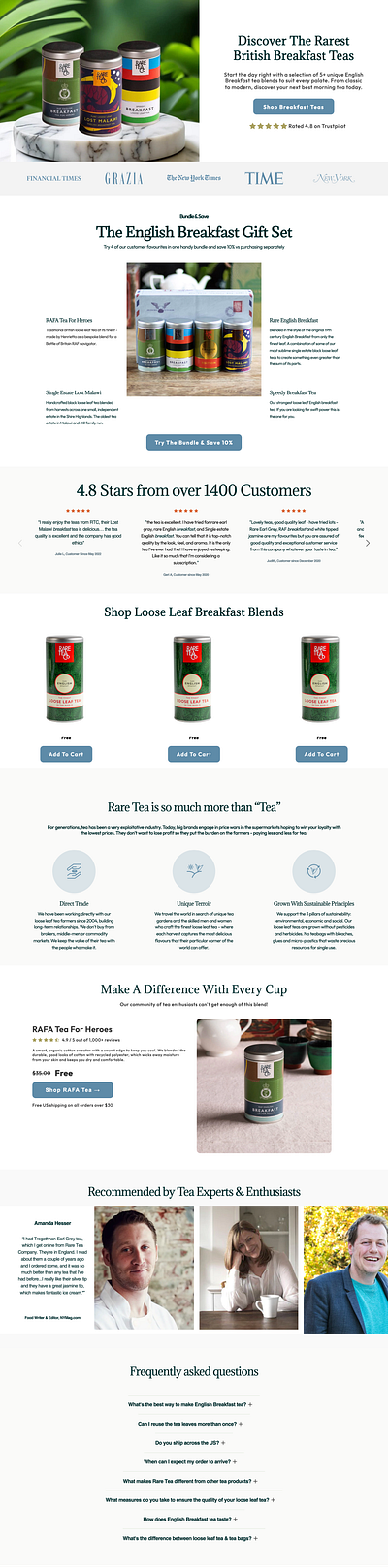 Rare Tea Company <> Bushy: Breakfast Tea Concept Landing Page landing page ui