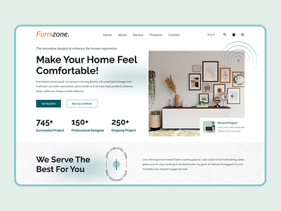 Interior Landing Page Ui Design agency landing page banner branding clean design design furniture graphic design homemade interior logo minimal design typography ui