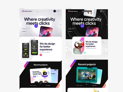 Layout - Web agency app cards clean darkmode development flat hero landing page layout minimal ui ux web