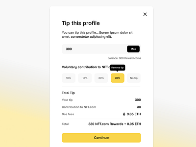 NFT.com: Tipping Modals agency branding caviar component crypto design graphic design modal nft ui ux vector