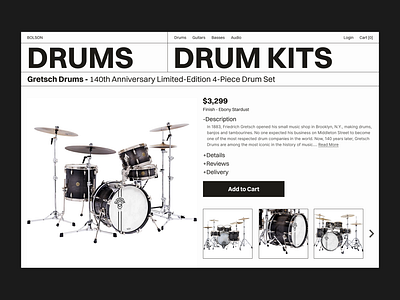 visual design 008 concept design drums ecommerce graphic design instruments minimal music music store product product page ui visual design web design website