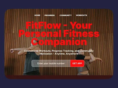 FitFlow background photo bright bright color fitness hero inter landing number red ui