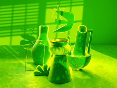 🐸 bird clay colorful design geometric geometry green illustration jar minimal plant pot pot pots pottery still life stilllife vase watering can