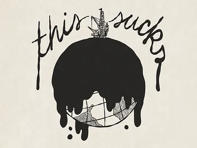 Global Oil Reliance illustration lettering