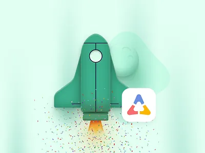 Rocket for Actioner actioner celebrate design green ill illustration minimal paper rocket shadow simple solid