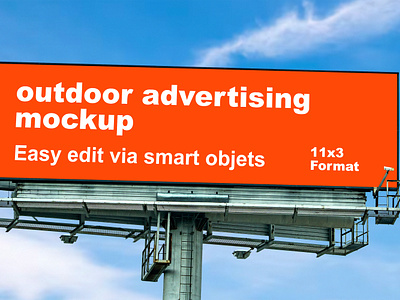 Mockup of a Roadside Advertising Sign ads advertising banner download graphic design mockup print product design psd publicitu sky template