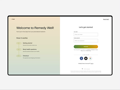 Remedy Well / questionnaire checkout design form healthcare interaction design questionnaire studio subscription telemedicine ui website