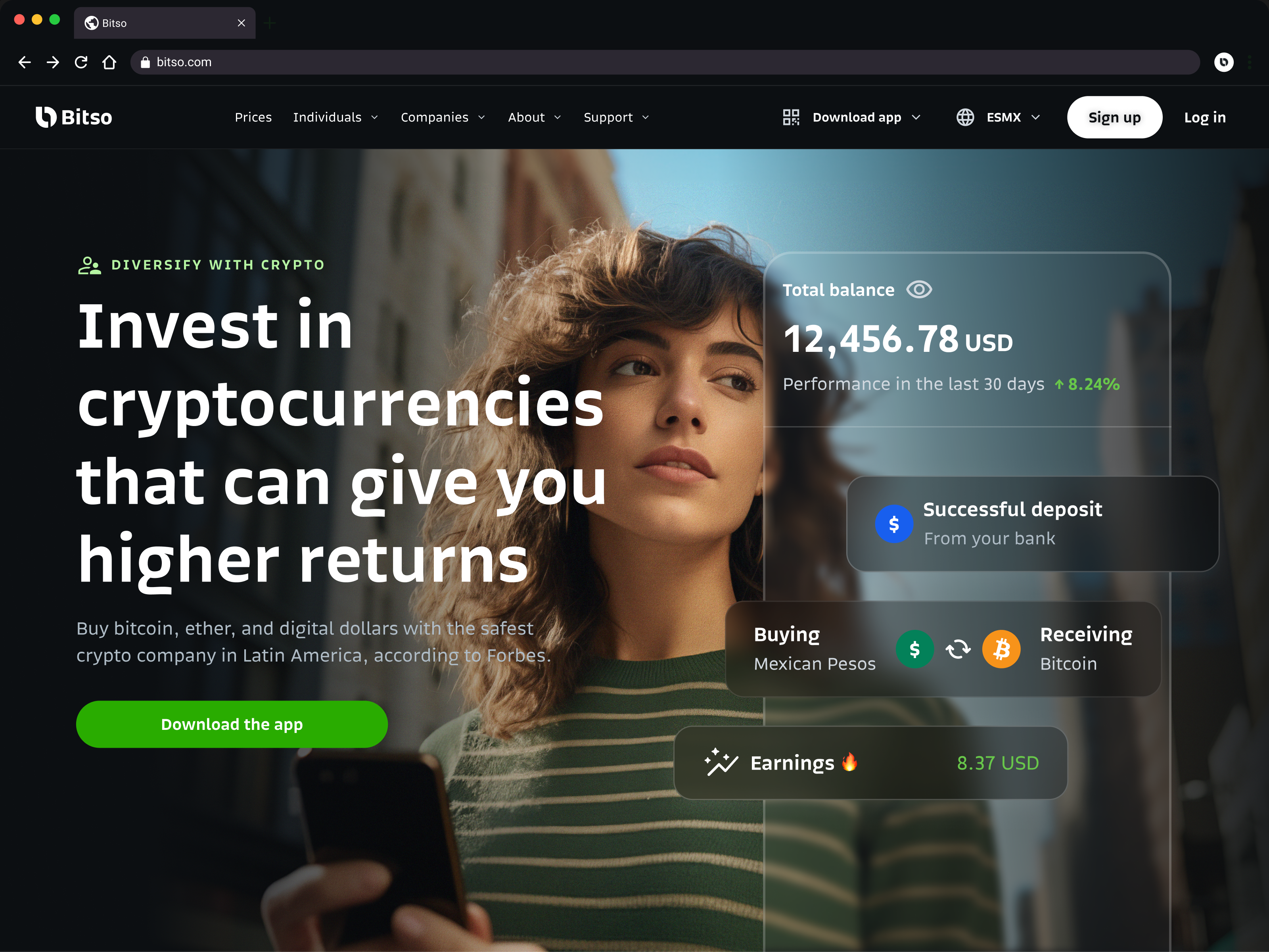 Bitso New Hero Section Landing Page bank bitcoin blockchain crypto crypto website cryptocurrency currency ethereum financial landingpage wallet web web 3