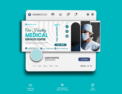 Facebook cover page design for medical awesome page banner layout best clinic corporate cover page doctor editable cover elegant page hospital cover page looking good cover medical services service senter page template vector design cover page