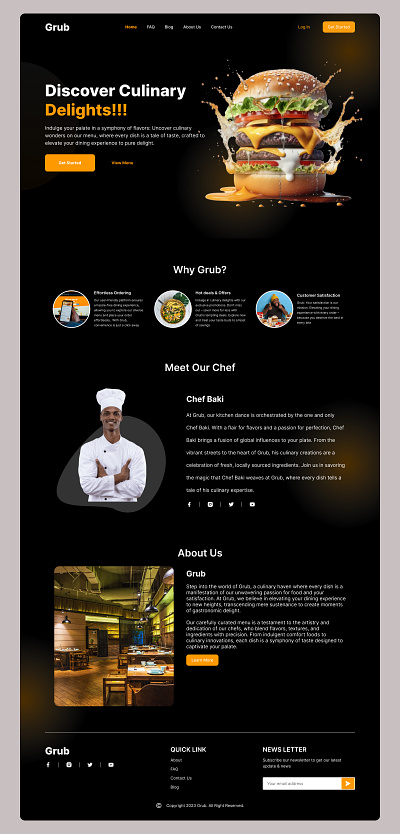 GRUB - A food company landing page design food food ui food website landing page landing page design ui uiux ux web design