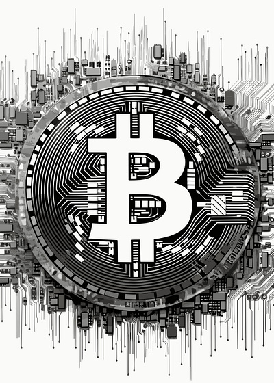 Bitcoin Black and White Logo Blockchain bitcoin illustration