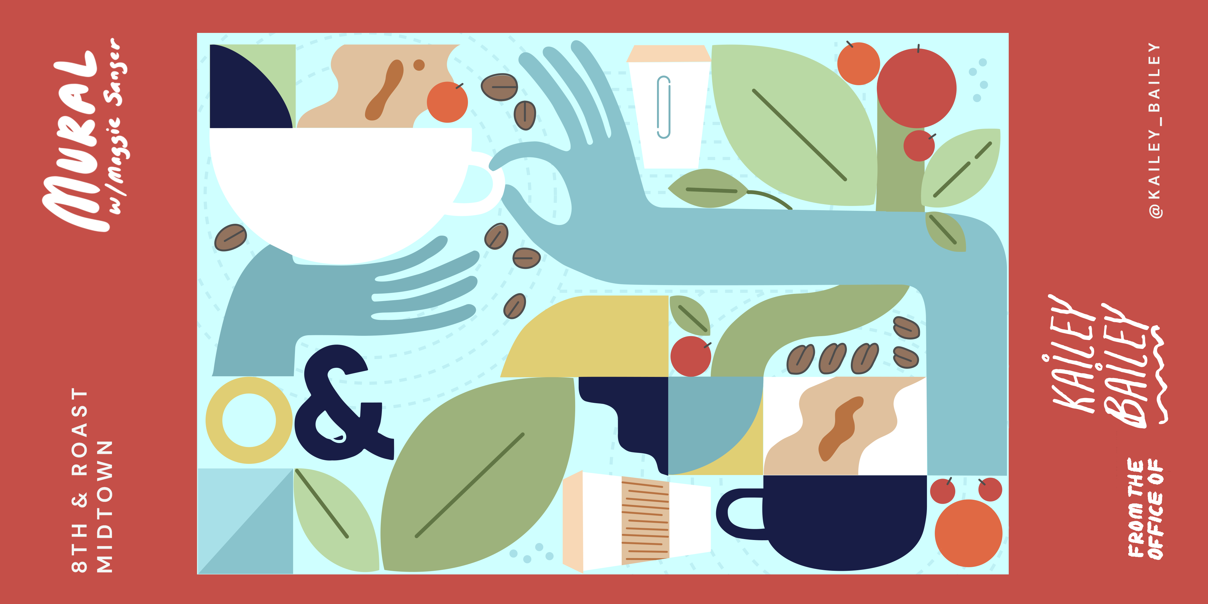 Nashville Mural botanical brand branding coffee hands illustration layout mural nashville