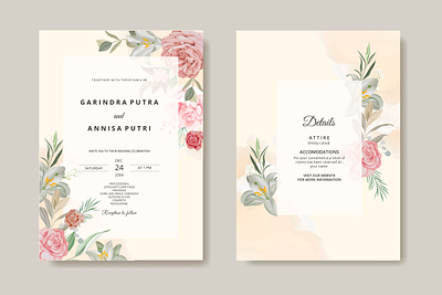 Elegant wedding invitation cards template page