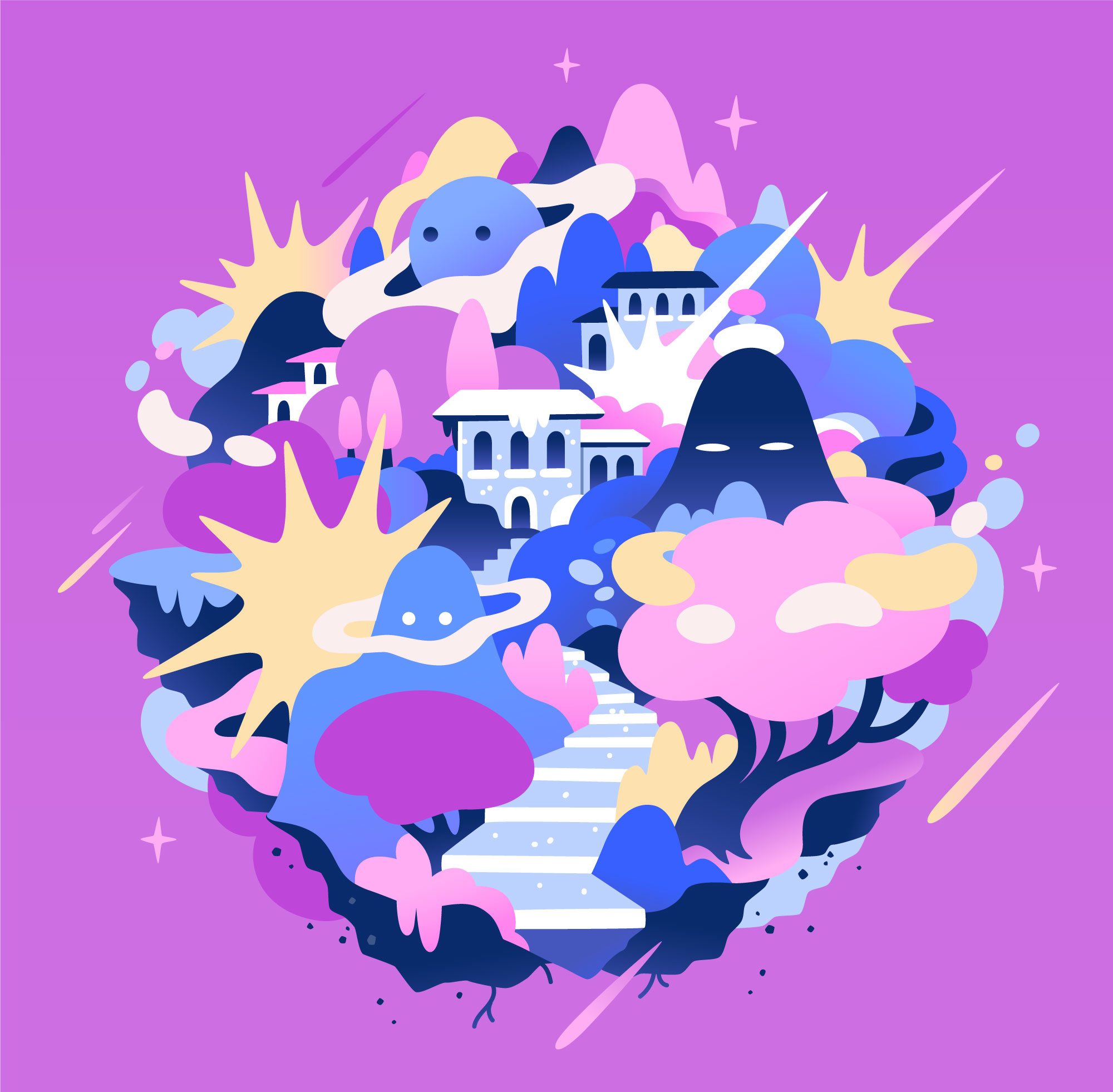 starfall abstract cartoon character concept design illustration vector zutto