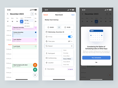 Smart Calendar AI Integrated Mobile App 📆 add event ai integrated app design artificial intelligence calendar calendar app clean design event illustration mobile app modal smart smart app smart calendar to do todolist uidesign uiux uxdesign