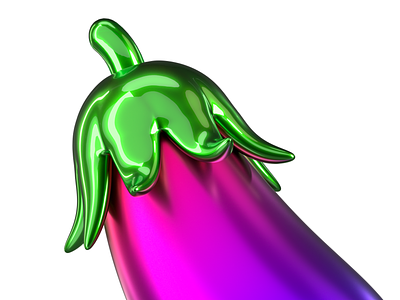 🍆 3d art dick eggplant garden green icon penis purple reflection set vegetable
