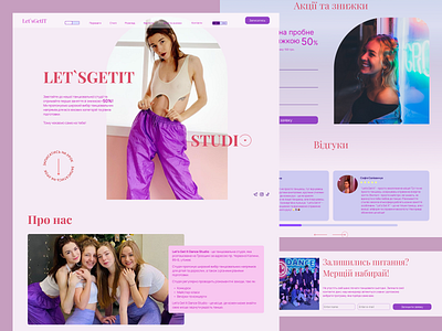 Concept landing page design for a dance studio animation design graphic design typography ux