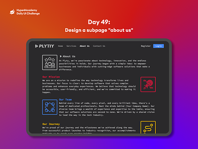 Day 49: Design a subpage "about us" about us about us page about us screen about us sub screen daily ui challenge daily ui49 dailyui design hype4academy mobile design mobile ui ui ux