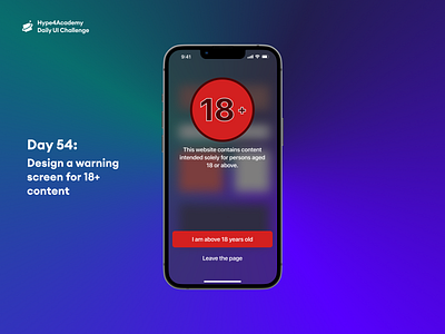 Day 54: Design a warning screen for 18+ content 18 confirmation screen daily ui 54 daily ui challenge dailyui design hype4academy mobile design mobile ui pg18 pg18 confirmation screen ui ux