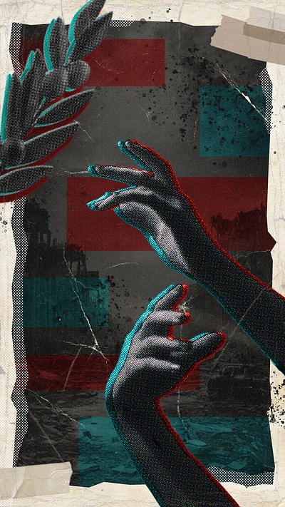 30 Day Design Challenge | Day 1 - Hands 30 day design challenge 3d design design challenge digital design graphic design halftone hands olive branch peace photoshop red and blue