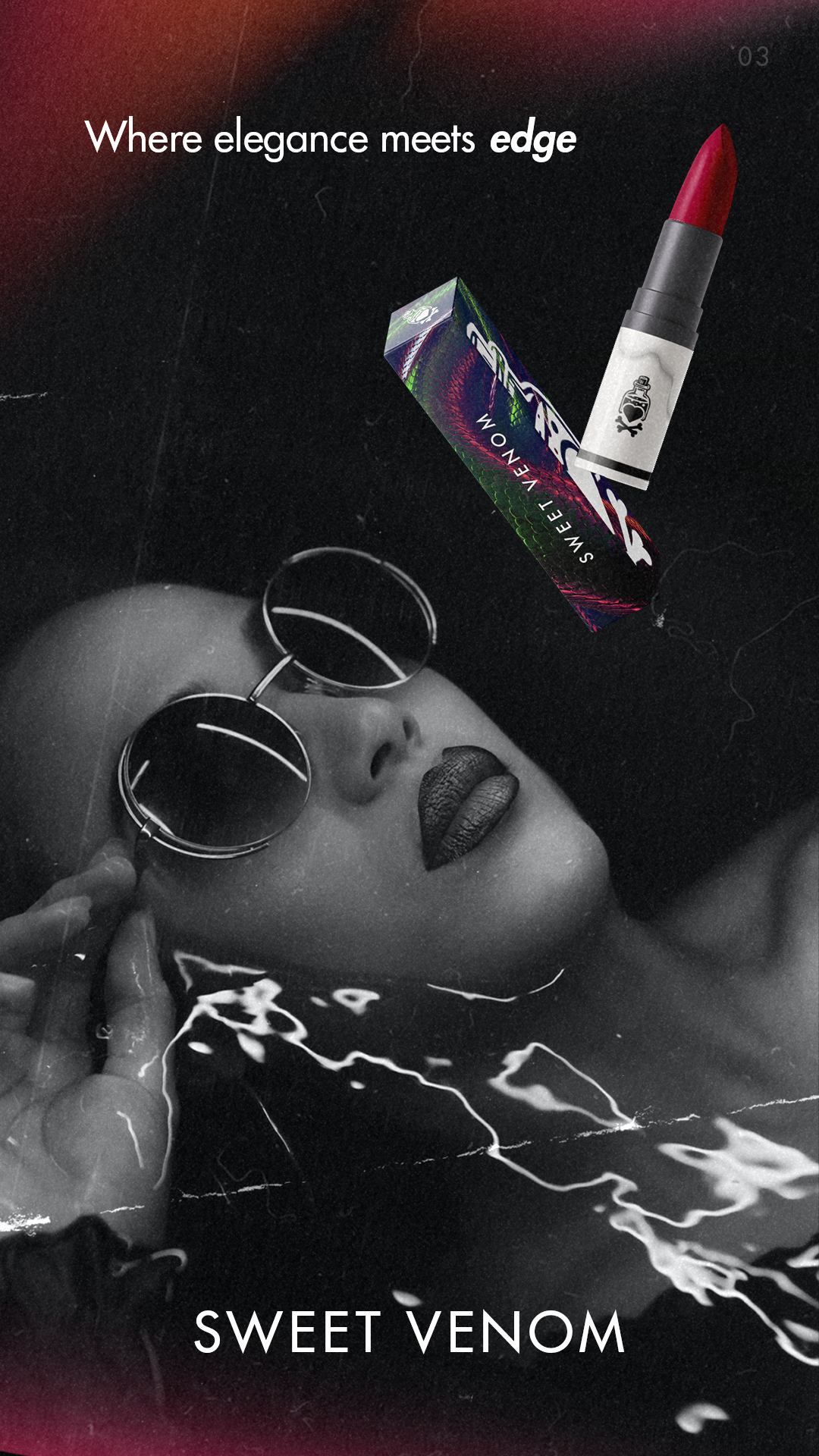 30 Day Design Challenge | Day 3 - Lips 30 day design challenge design design challenge graphic design lips lipstick makeup package design packaging photoshop potion product design snakes sweet venom venom