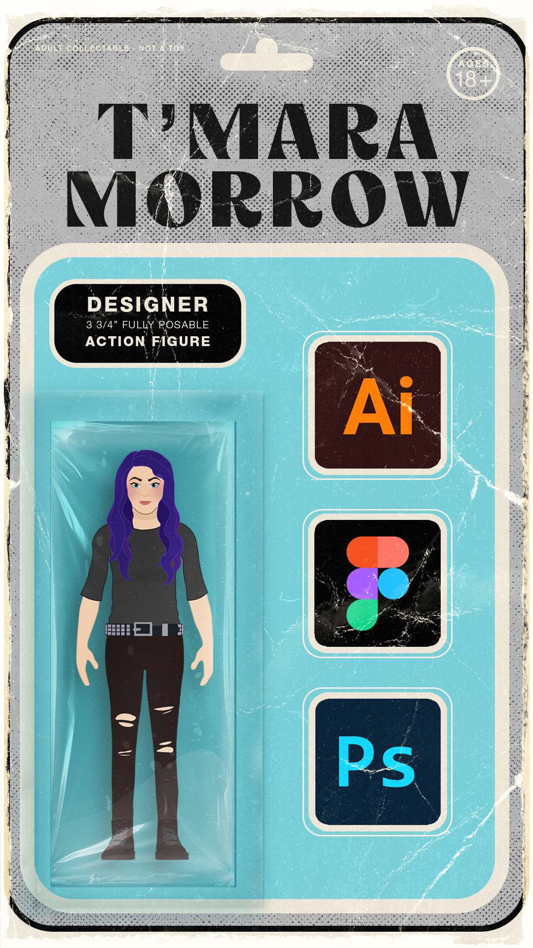 30 Day Design Challenge | Day 4 Self Promotion 30 day design challenge action figure design designer doll figma figure graphic design illustration illustrator photoshop reaction figure self self promotion