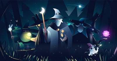 Mages🔥 animals character forest ghost human illustration mage magic vector wizard