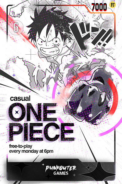 One Piece TCG Event Poster adobe anime graphic design grunge illustrator luffy one piece shonen tabletop games tcg theo theophilus theophilus wallen wallen
