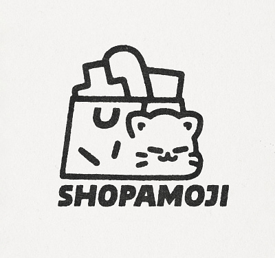 Shopamoji branding cat logo cute design doodle graphic design illustration japanese kawaii kitty logo logotypr shopamoji sleep cat sleeping cat store logo
