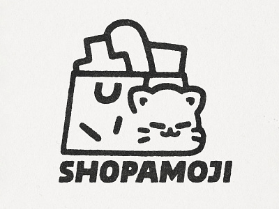 Shopamoji branding cat logo cute design doodle graphic design illustration japanese kawaii kitty logo logotypr shopamoji sleep cat sleeping cat store logo