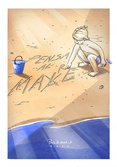 Pensa al mare! / Think about sea art child drawing exibition illustrazione love poster procreate sand sea