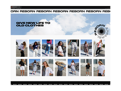 REBORN webpage 2024brandingprojects branding clothing fashion photography shop shopping streetwear web design