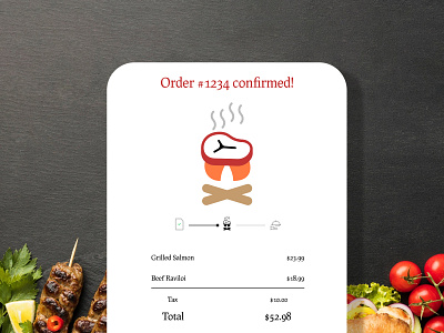 Daily UI Challenge #054 Confirmation 3d adobe adobe xd animation branding challenge 054 confirmed daily 100 daily challenge daily ui day 54 figma food graphic design illustrator logo motion graphics order ui ux