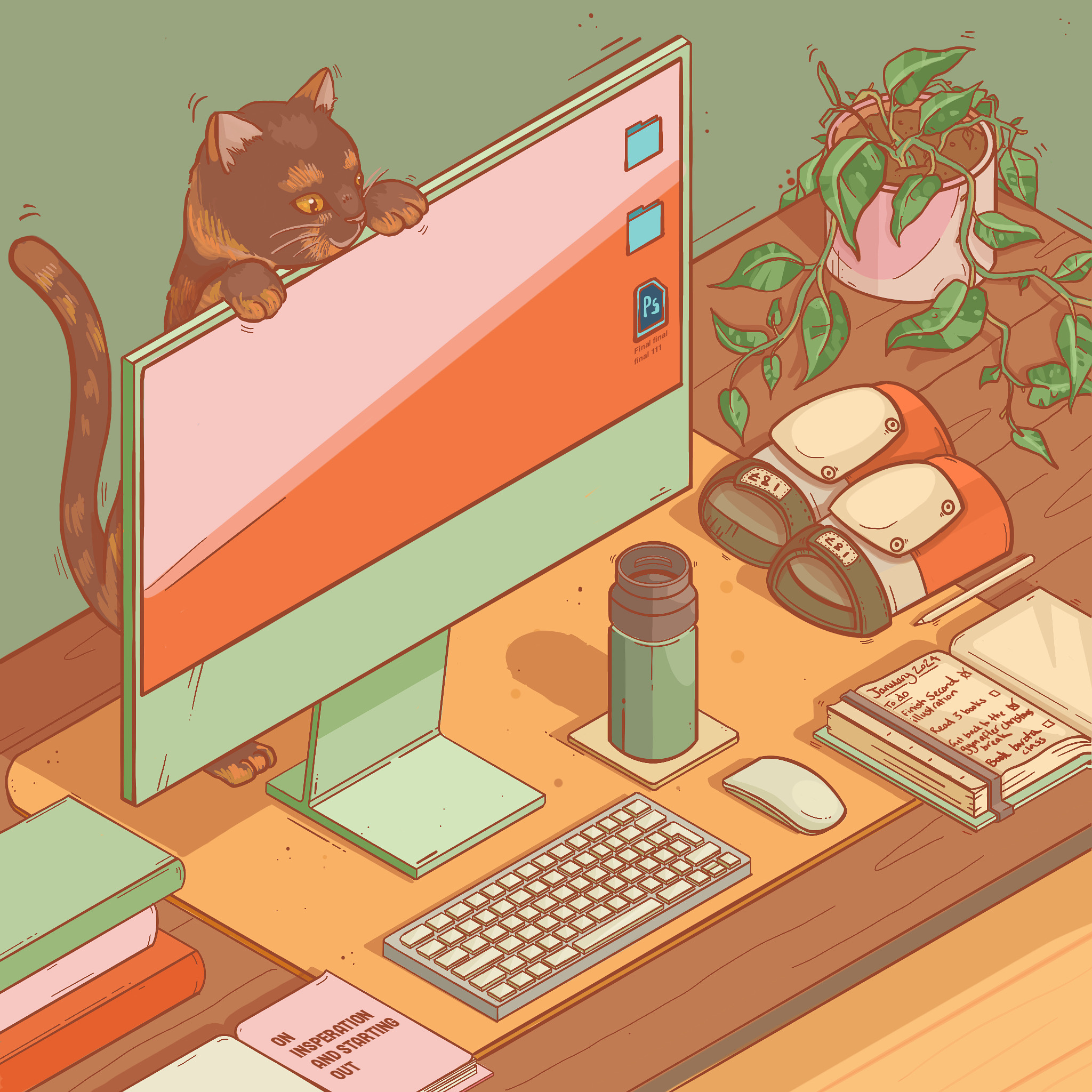 Work buddy cute illustration isometric procreate