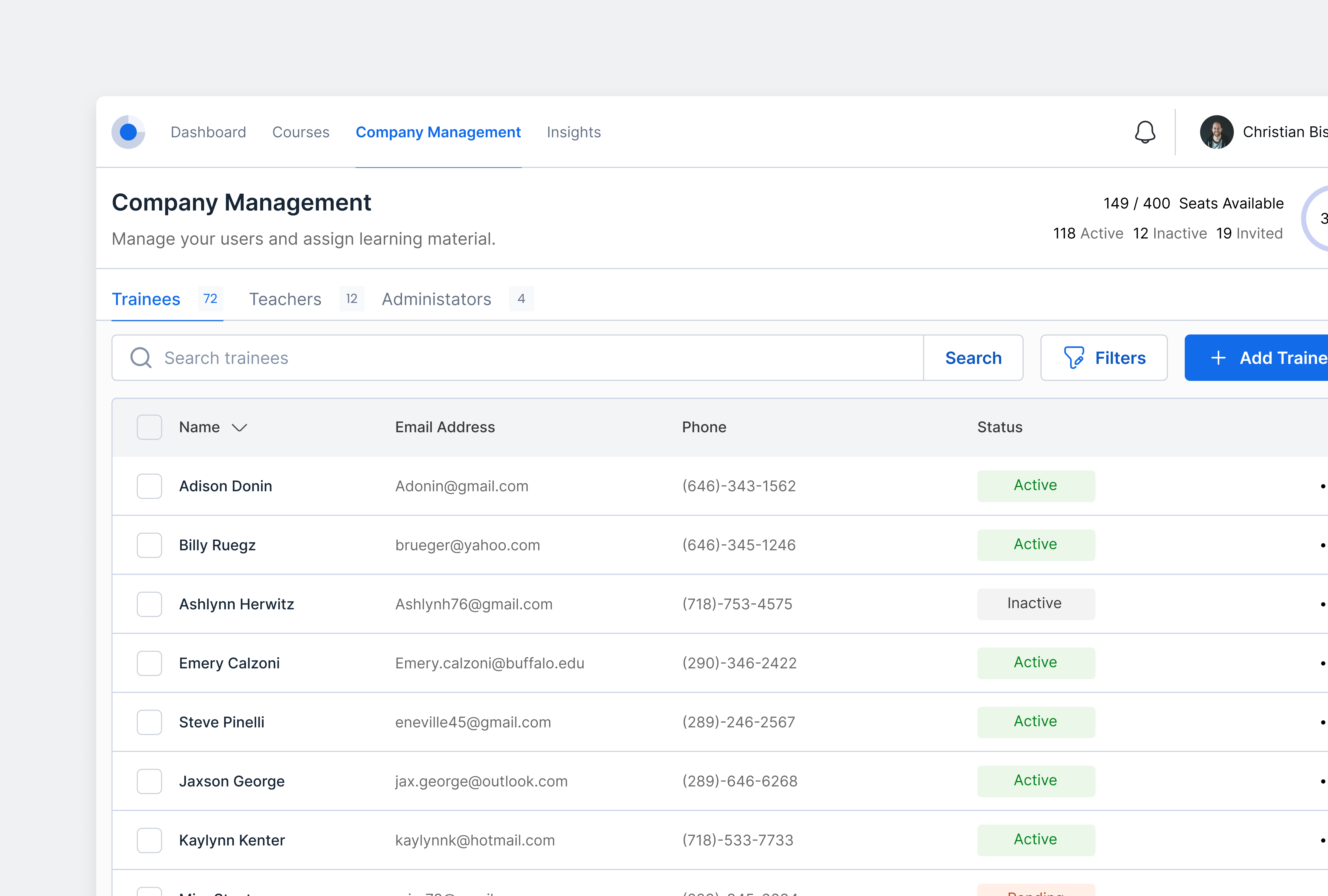 Table Component & Interactions app clean components daily ui dashboard fab filter interaction floating button minimal table component team management ui ui design ux web app